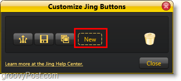 fai clic sul nuovo pulsante per aggiungere un nuovo pulsante di condivisione jing