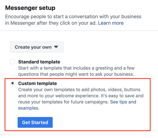 Facebook Fare clic su annunci Messenger, passaggio 3.