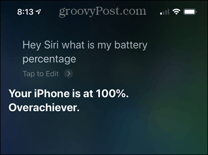 Controlla la percentuale della batteria dell'iPhone utilizzando Siri