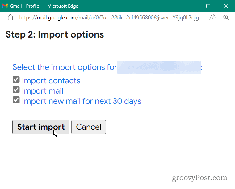 scegli elementi di importazione