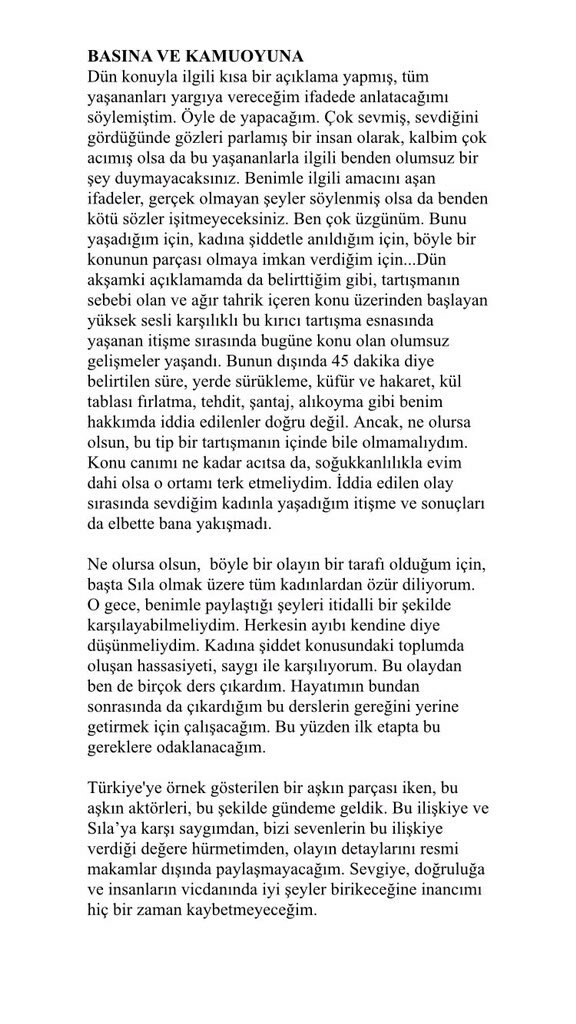 Ahmet Kural si è scusato con Sıla