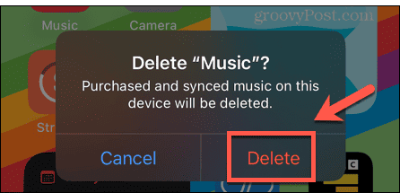 iphone cancella l'app musicale