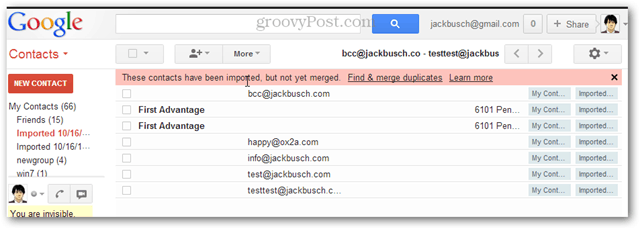 Come importare più contatti in Gmail contemporaneamente