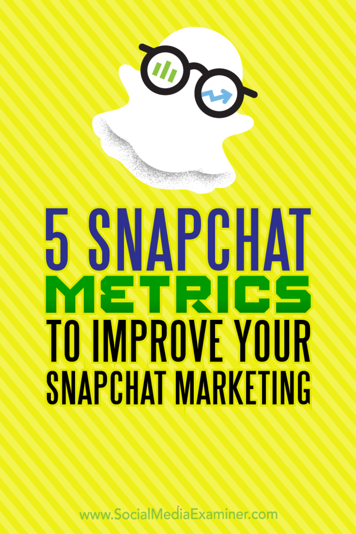 5 metriche Snapchat per migliorare il tuo marketing Snapchat di Sweta Patel su Social Media Examiner.