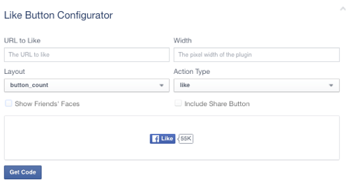 configurazione del pulsante Mi piace di Facebook