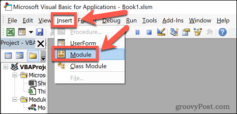 modulo di inserimento excel vba