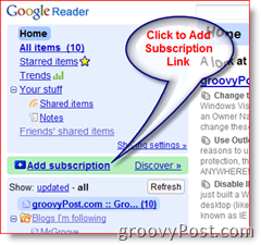 How-To Google Reader Aggiungi abbonamento al feed RSS