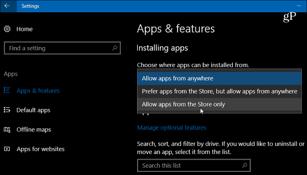 Windows 10 Creators Update ottiene una nuova impostazione per l'installazione di app desktop