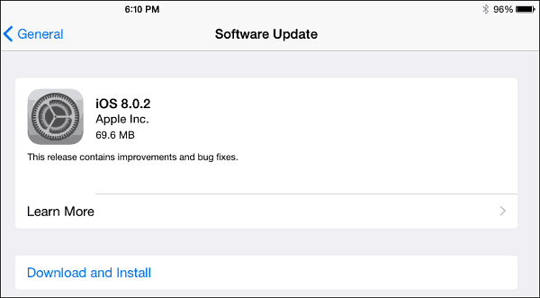 Aggiornamento iOS 8.0.2