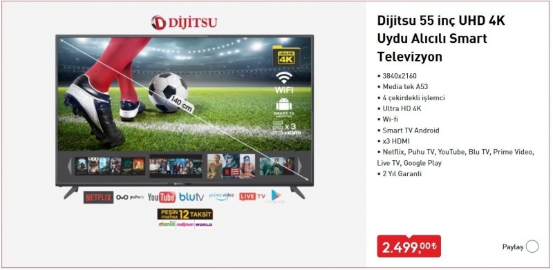 Come acquistare Dijitsu Smart TV venduta in BİM? Caratteristiche di Dijitsu Smart TV