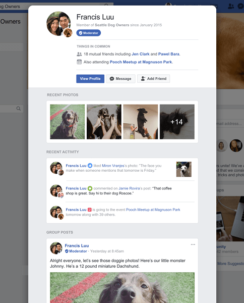 Facebook ha lanciato ufficialmente i profili dei membri con dettagli specifici del gruppo per rafforzare le comunità all'interno dei gruppi.