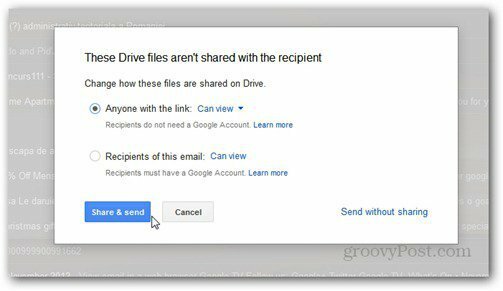 invia utilizzando i diritti di google drive