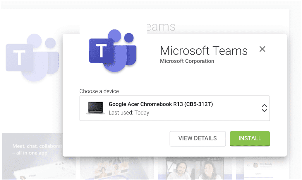  usa i team di Microsoft su un Chromebook