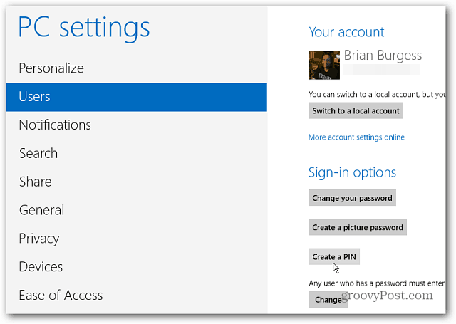 Windows 8: creare un numero PIN per accedere
