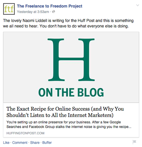 il post di Facebook freelance to freedom