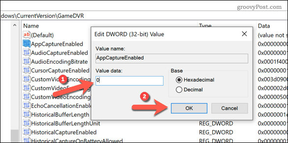 Modifica del registro di Windows per disabilitare la barra dei giochi