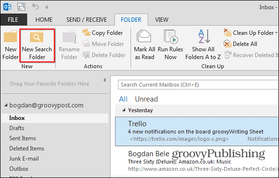 Cartelle di ricerca di Outlook 2013