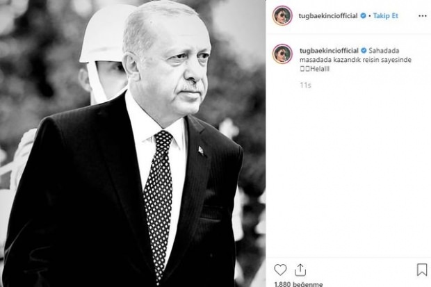 Tuğba Ekinci condivide il presidente Erdoğan
