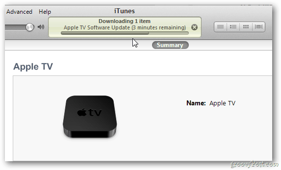 Progressi dell'aggiornamento di Apple TV