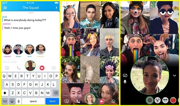 Snapchat introduce la chat video di gruppo per un massimo di 16 persone.