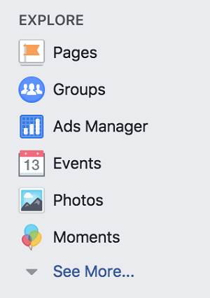 Accedi ai gruppi di Facebook dalla sezione Esplora del tuo profilo personale di Facebook.