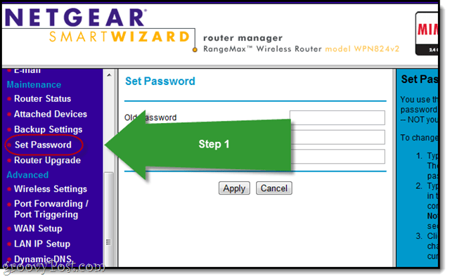 cambia password netgear