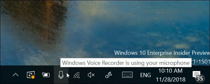 Windows 10 19H1 Notifica nuovo microfono