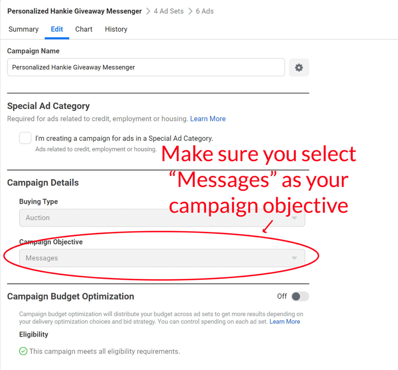 facebook messenger giveaway messenger ad impostare il passaggio 6