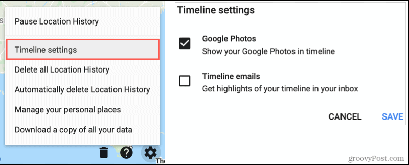 Impostazioni cronologia di Google Maps, Mostra Google Foto