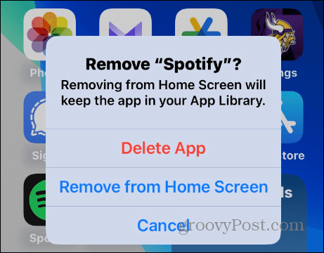 Elimina l'app Spotify su iOS
