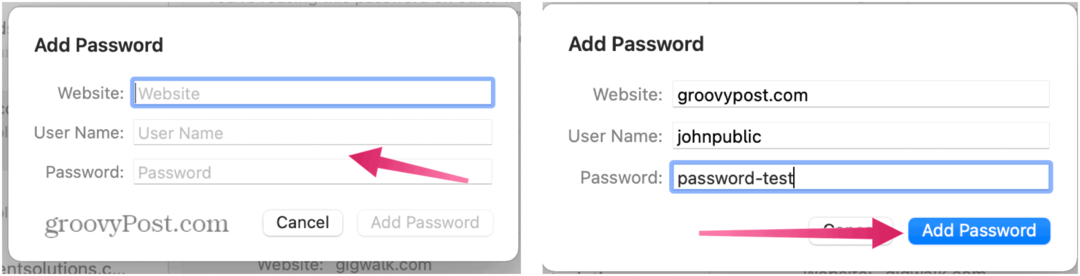 aggiungi password