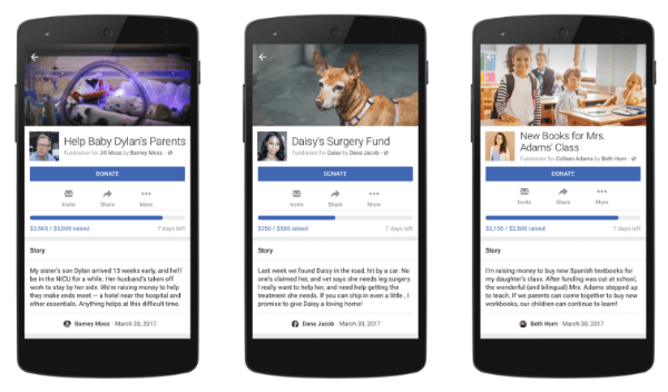 Facebook espande gli strumenti di beneficenza per gli utenti personali e Facebook Live.
