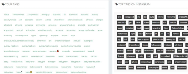 Visualizza un elenco dei tag che hai utilizzato rispetto ai tag principali su Instagram.