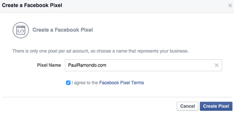 nominare un pixel di Facebook