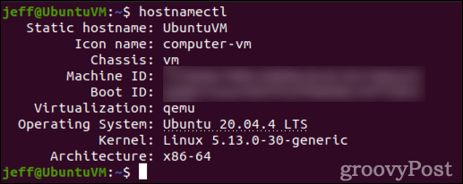 output del comando hostnamectl