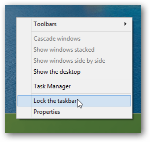 blocca la barra delle applicazioni di Windows 8