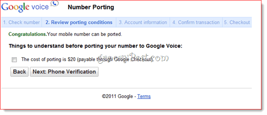 Porta il numero esistente su Google Voice