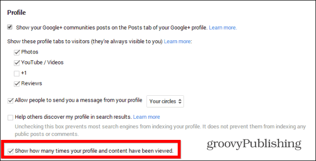 Suggerimento Google+: nascondi il conteggio delle visualizzazioni del tuo profilo