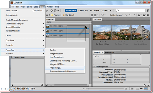 Come creare un panorama usando Adobe Bridge e Adobe Photoshop
