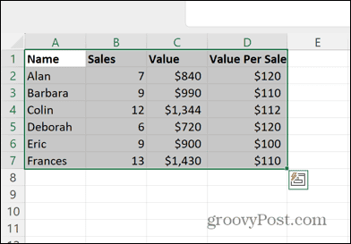 excel tutte le celle selezionate