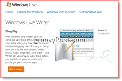 Pagina di download di Windows Live Writer 2008