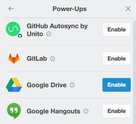 Abilita il potenziamento di Google Drive per allegare contenuti da un documento Google direttamente sulla scheda.
