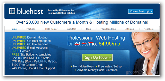 dominio e hosting web bluehost