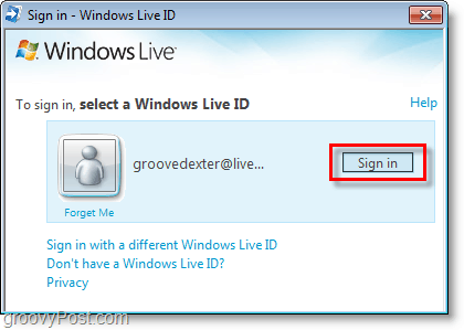 accedi alla barra bing usando il tuo ID Windows Live