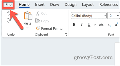 menu di file di parole