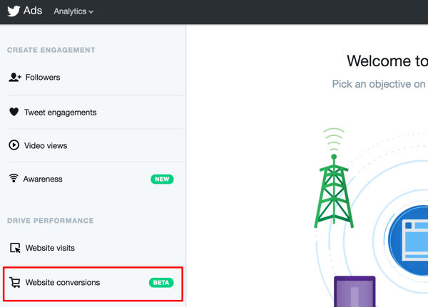 dashboard degli annunci di Twitter