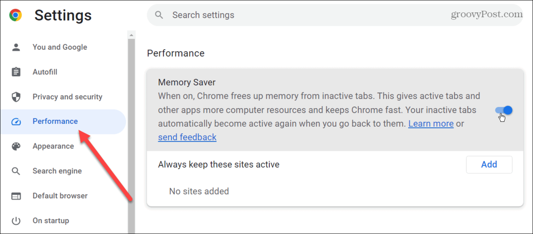 Abilita le schede di risparmio memoria in Google Chrome