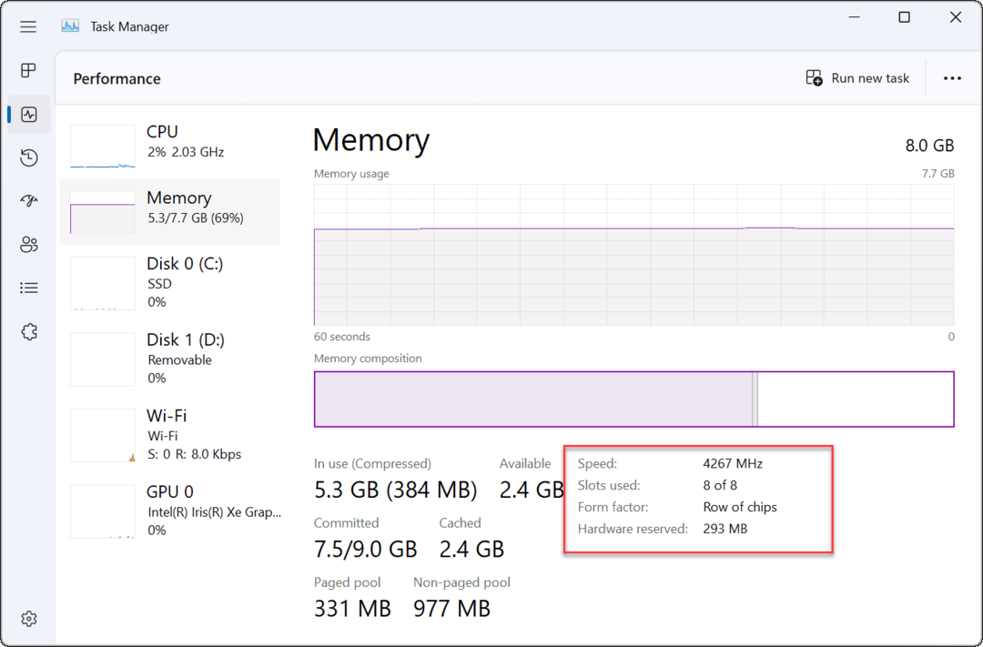 Memoria trovata in Task Manager