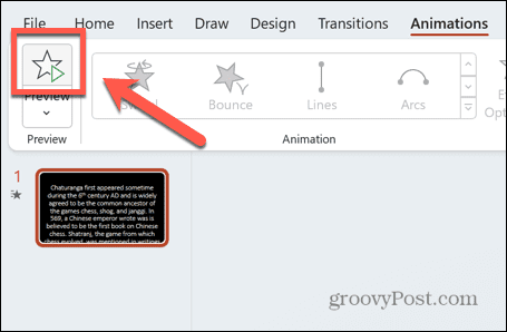 pulsante anteprima powerpoint