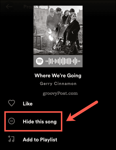 Nascondi una canzone su Spotify